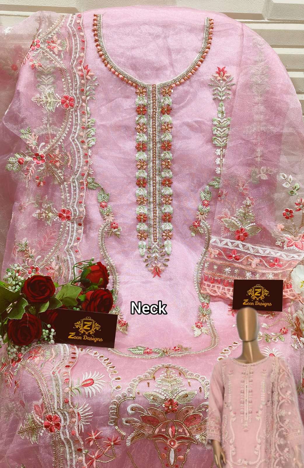ZEEN DESIGN 121 HIT BY ZEEN DESIGNS BEAUTIFUL STYLISH PAKISTANI SUITS FANCY COLORFUL CASUAL WEAR & ETHNIC WEAR & READY TO WEAR ORGANZA EMBROIDERY DRESSES AT WHOLESALE PRICE